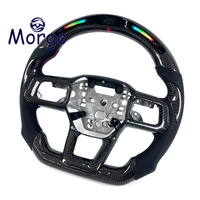 Volant personnalisé en fibre de carbone avec LED pour Ford Mustang S550 GT 2015-2023, amélioration de l'intérieur sportif avec affichage du régime moteur et bande rouge