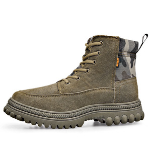 Botas de Nieve para Hombre, Cálidas, Antideslizantes, de Piel Vacuna, para Exteriores, con Forro Grueso de Algodón, Tacón Bajo, con Parches de Cuero - Product Image 1