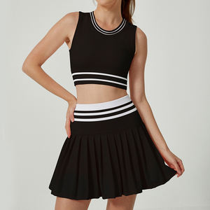 Ensemble de sport respirant pour femme : débardeur amincissant couvrant les hanches et jupe de tennis/yoga taille haute personnalisable pour activités de plein air - Product Image 5