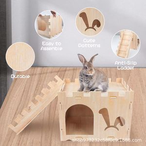 Petit château de <span class=keywords><strong>lapin</strong></span> en contreplaqué détachable de haute qualité Maison pour animaux de compagnie en bois de petit <span class=keywords><strong>lapin</strong></span> - Product Image 3