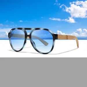 OEM Customized PC Front Frame Bamboo High Quality Engraved Laser Logo Sunglasses for Women Men 2024