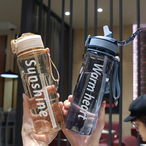 Minimalist <b>Plastic</b> <b>Water</b> <b>Bottle</b> With Straw 800ml Bpa Free Portable Travel Cup Unisex For Hiking And Outdoor Activity - Product Image 1