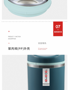 Homio Tedemei <span class=keywords><strong>2</strong></span> Lớp Di Động 1,13l BPA Free Leakproof Round Inox Bát Sinh Viên Kid Bento Hộp Cơm Trưa Hộp Đựng Thức Ăn - Product Image 4