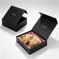 Boîte cadeau pliable avec logo personnalisé, doublure magnétique en velours, boîte rigide en carton pour tresses de cheveux et perruques