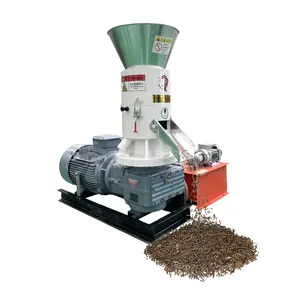 Nueva máquina de pellets de troquel plano de alta productividad de 55KW para residuos de cultivos y recortes de hierba para la fabricación de pellets de alimentación