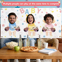 Lot de 2 bannières amusantes pour jeu de douche de bébé 'Feed Me' avec bandeau cache-yeux, accessoires de photomaton pour fête de révélation du sexe du nouveau-né et fournitures de fête