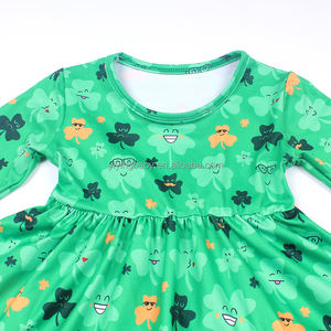 <strong>St</strong>. <strong>patrick</strong> <strong>day</strong> girls outfit Spring girl long sleeve <strong>dresses</strong> wholesale custom lace <strong>dress</strong> Milk silk printed children'<strong>s</strong> <strong>dresses</strong> - Product Image 2