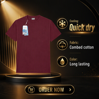 T-shirts pour hommes en coton peigné, teinture réactive unie, personnalisables avec logo, séchage rapide, respirants, écologiques, durables, col rond
