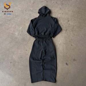 Wholesale Custom Sweatpants and Hoodie <b>Set</b> 100% Cotton Heavyweight Man Blank Tracksuit Baggy 2 Piece Men Oversized Sweatsuits - Product Image 4