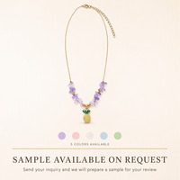Collier en pierres précieuses naturelles, chaîne en acier inoxydable, pendentif ananas, bijoux faits à la main, perles, bijoux d'été pour femmes