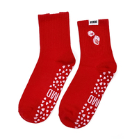 Chaussettes de yoga pour femmes avec motif brodé, logo, chaussettes de pilates personnalisées, antidérapantes, chaussettes de fitness