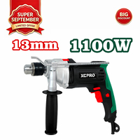 Perceuse à percussion professionnelle en aluminium de 1100 W, 13 mm, avec vitesse variable, marteau perforateur électrique, couple maximal de 35 N.m
