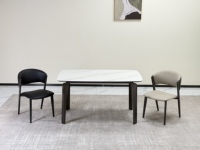 Ensemble table et chaises de salle à manger de style européen moderne, personnalisable ODM, pour hôtel et maison, plateau en pierre microcristalline, structure en fer