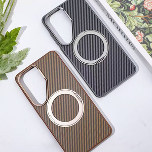 Étui de téléphone magnétique JOYPORODO GB003 Fashion PC avec protection à 360° °   Étui en fibre de carbone avec support rotatif pour Samsung S23 S24 S25 S26 Ultra - Product Image 1