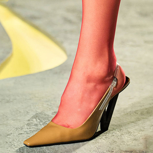 High <b>Triangle</b> Spike Hollow Heels Women Strap Sandals Dress Bright Patent on Slingback Shoes - Product Image 3