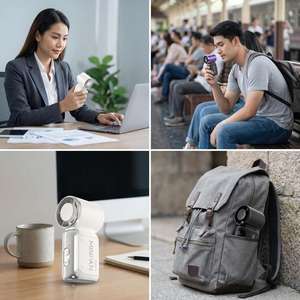 Portable Handheld <b>Fan</b> Mini Pocket <b>Fan</b> with USB Rechargeable for Travel & Office CE - Product Image 3