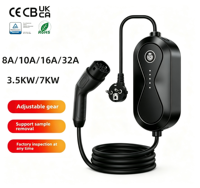 Chargeur de voiture portable EVSE 3,5 kW 7 kW conforme à la norme IEC 61851, câble de 6 m, prise murale avec indicateur d'état