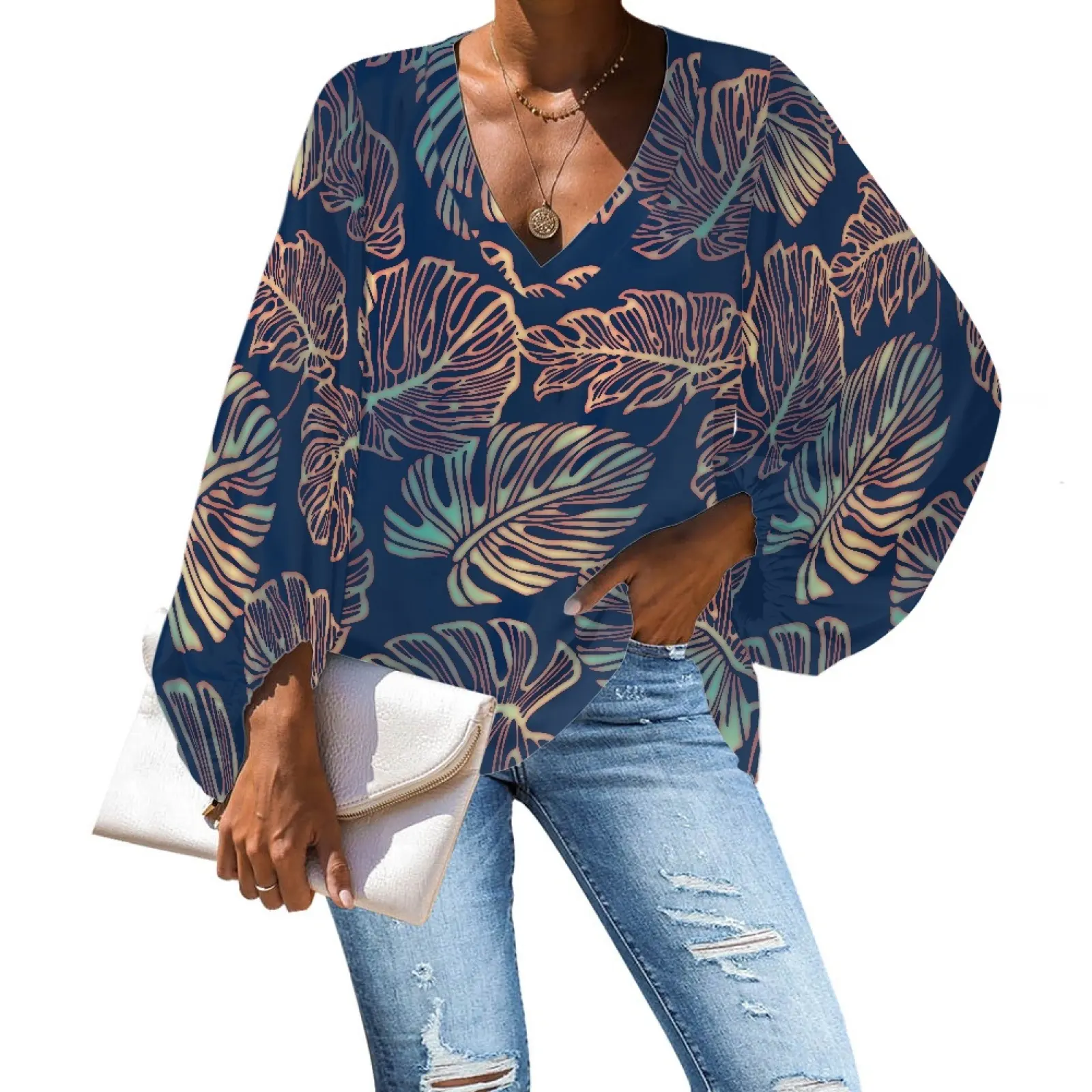 Blusa de chifón con estampado para verano, Camisa estampada de talla grande con estampado Tribal de Samoan, para mujer