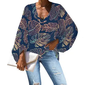 숙녀 블라우스 및 탑스 여성 쉬폰 폴리네시아 부족 사모아 Tapa 패턴 인쇄 사용자 정의 플러스 사이즈 여성 블라우스 & 셔츠