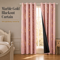 Rideaux occultants à 100 % à imprimé marbré, en tissu laminé feuille d'or, à œillets, isolants thermiques, pour chambre à coucher