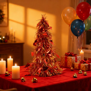 10 Inch Mini Tinsel Cây Giáng Sinh Xmas Nhiều Màu Bàn Đảng Trang Trí Nội Thất Nhân Tạo Bàn Long Lanh Long Lanh Kim Loại Thu Nhỏ - Product Image 1