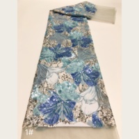 Tissu en dentelle de tulle brodé de sequins floraux tissés, grande taille, très résistant, 4 couleurs, pour robes de mariée et accessoires pour filles