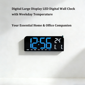 Nouvelle horloge murale numérique LED moderne avec affichage <span class=keywords><strong>de</strong></span> l'heure, <span class=keywords><strong>de</strong></span> la date, <span class=keywords><strong>du</strong></span> jour <span class=keywords><strong>de</strong></span> la semaine, grand écran, température, compte à rebours, fonction snooze pour la décoration <span class=keywords><strong>de</strong></span> la maison - Product Image 4