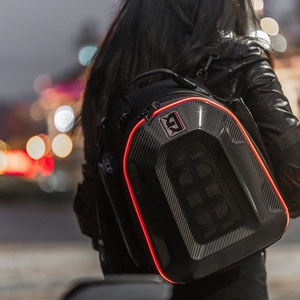 Sac de siège arrière multifonctionnel SLKE Motor avec lumières LED, sac à dos de moto, sac de casque intégral pour moto, coque rigide, étanche - Product Image 4