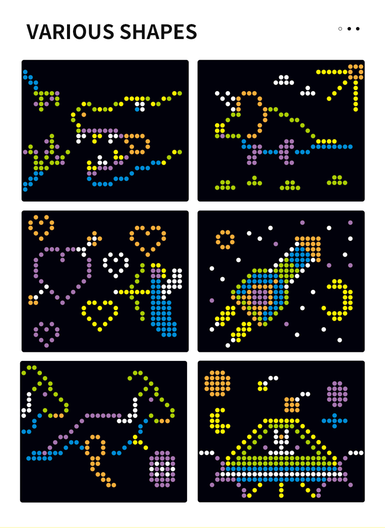 Educational Russian Creative 3D Magic Led Light Panel Diy 276Pcs Drawing Mushroom Nail Puzzle Toys