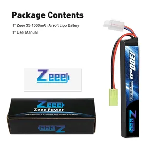 Zeee Lipo Battery 3S Stick Battery 11.1V 1300mAh 25C With Mini Tamiya Connector
