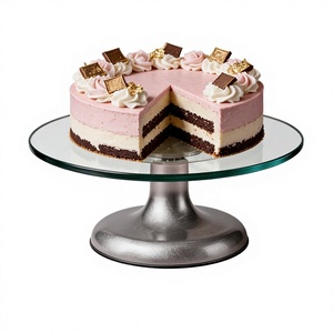 Plateau tournant antidérapant en verre trempé et plastique ABS pour la décoration de gâteaux et la pâtisserie - Product Image 1