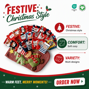 Chaussettes mi-mollet de Noël pour femmes nouvel an dessin animé de renne grand rouge en trois dimensions oreille coton tricoté chaussettes rayées pour l'<span class=keywords><strong>hiver</strong></span> - Product Image 3