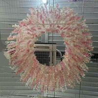 Guirlande florale artificielle M902 rose et blanche, lustre suspendu pour mariage, longue draperie de fleurs de glycine, décoration de plafond en forme d'anneau