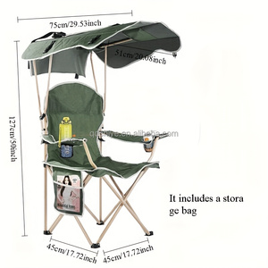 <span class=keywords><strong>Fauteuil</strong></span> pliant CE avec auvent, chaise d'extérieur multifonctionnelle avec auvent contre le soleil et la pluie, ainsi qu'un dossier et des accoudoirs ergonomiques - Product Image 1