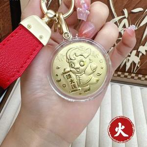 Llavero de Oro Puro 999, Atrae la Riqueza, Amuleto de la Suerte con Colgante de Caballo del Zodiaco, Cadena para Teléfono Móvil - Product Image 6