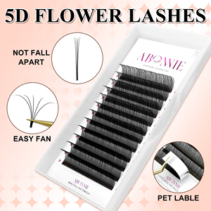 Abonnie 0,07 marrón 5D flor Ángel bandejas para pestañas Color Mega clásico prefabricado aspecto húmedo cerrado ventilador picos extensión de pestañas suministros - Product Image 6