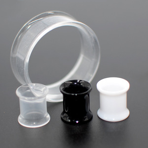 Negro blanco transparente acrílico hueco cuerno oreja túneles cintura sólida tambor pendientes mujeres hombres cuerpo joyería oreja expansión <span class=keywords><strong>OUSLY</strong></span> - Product Image 4