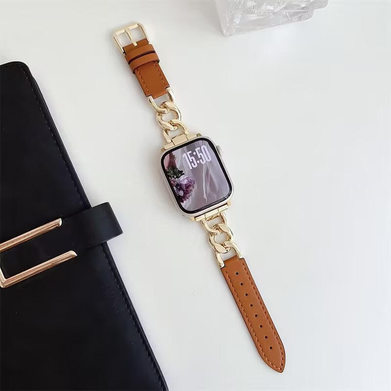 Роскошный кожаный браслет для Apple Watch браслет тонкий ремешок для девушки ремешок для IWatch Смарт-часы аксессуары 49 мм