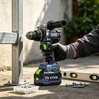 Perceuse à percussion sans balais 15V Lithium-ion à double vitesse avec poignée auxiliaire et protection BMS pour la rénovation domestique