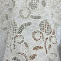 Tissu de dentelle Raschel en dentelle lourde super douce de couleur blanche pour le marché de la dentelle de Dubaï