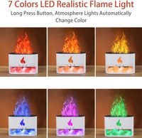 Humidificateur d'air électrique ultrasonique USB 250 ml, diffuseur d'arômes à flamme 7 couleurs, diffuseur d'huiles essentielles