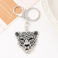 Porte-clés léopard tête de guépard porte-clés strass porte-clés bling cristal porte-clés sac pendentif décor porte-clés breloque