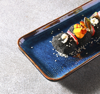 Offre Spéciale – Assiettes de Service Rectangulaires en Porcelaine Japonaise Réactive Bleue pour Restaurants et Hôtels – Assiette à Sushi Japonaise