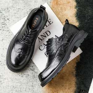 Zapatos Oxford Brogue de Cuero Genuino con Acabado a Mano de Diseñador de Lujo 2025, Transpirables, Ligeros, con Suela Gruesa, para Negocios - Product Image 3