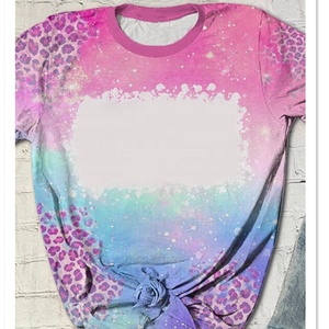 T-shirt monogramme d'été pour hommes, à manches courtes, col rond, t-shirt décontracté Western à imprimé léopard, corps moyen vierge pour sublimation, vente en gros - Product Image 5
