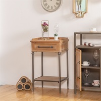 Table basse de salon rustique avec cadre en métal et plateau en bois, rangement intégré, durable, portable, facile à assembler, mobilier de maison