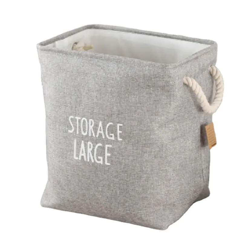 Hamper with cotton rope handles foldable Cotton and linen collapsible fabric laundry basket cube organizer