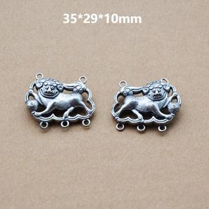 Tibetan <b>Silver</b> Mythical Beast Pendant Double Ring Closure <b>Ornament</b> For DIY Bracelet Hanfu Accessories - Product Image 4