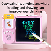 Tablette d'écriture LCD éducative pour enfants Zhorya, jouets préscolaires, cartes flash parlantes sur les animaux et les émotions en anglais, 112 mots fréquents pour enfants