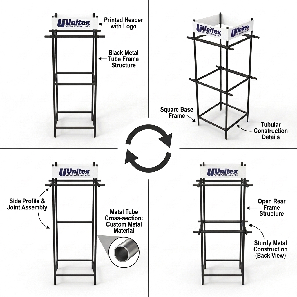 Custom Metal Clothes Display Stand Floor Garment Rack for T-Shirt Dress Carpet Retail Store Supermarket Display Shelves OEM — view 3
